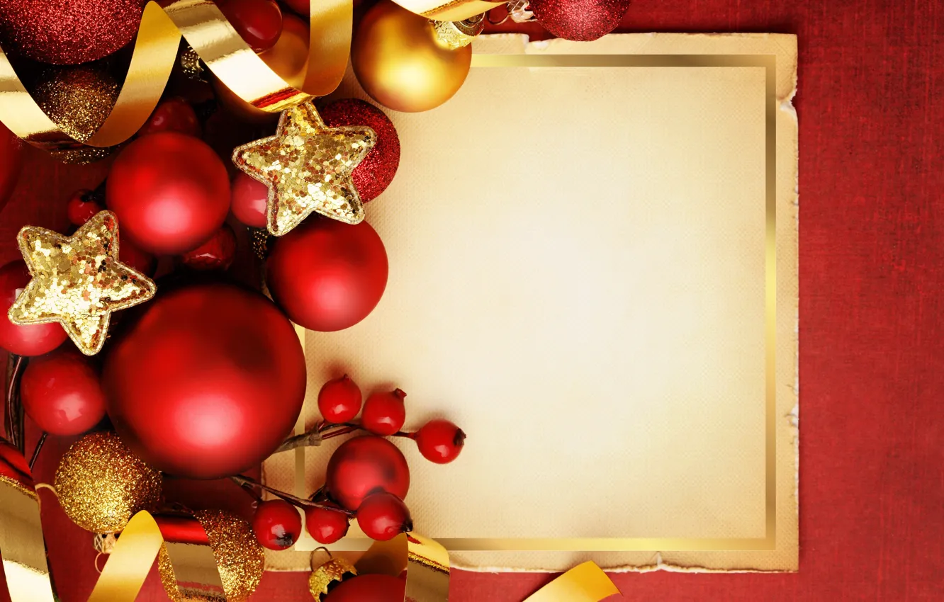 Фото обои украшения, шары, Новый Год, Рождество, red, Christmas, balls, Xmas