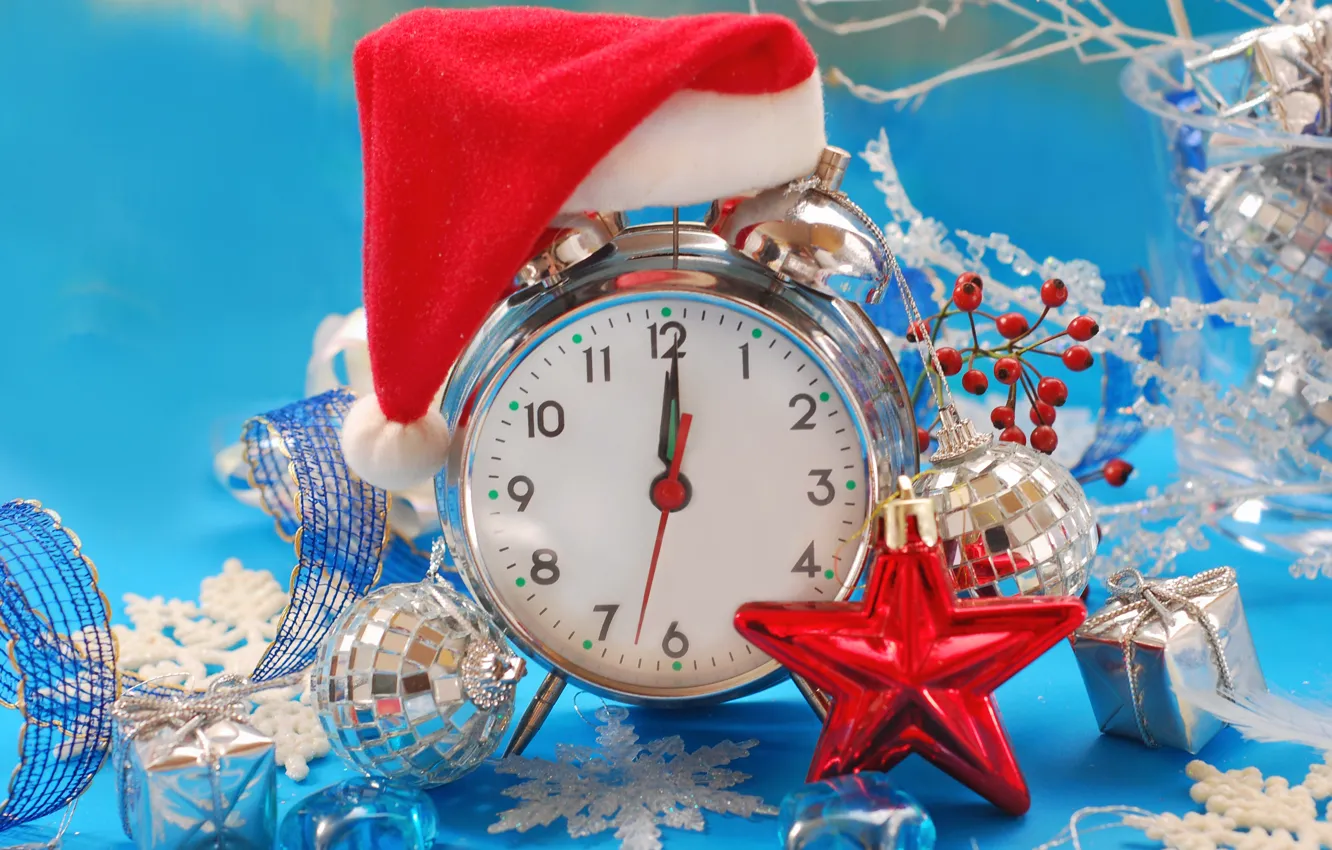 Фото обои часы, Новый Год, Рождество, Christmas, New Year, decoration