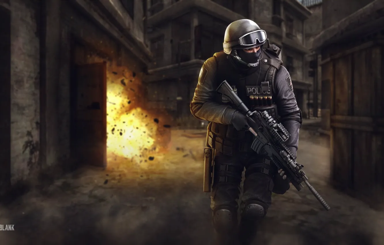 Фото обои gun, pistol, game, weapon, police, man, SWAT, rifle