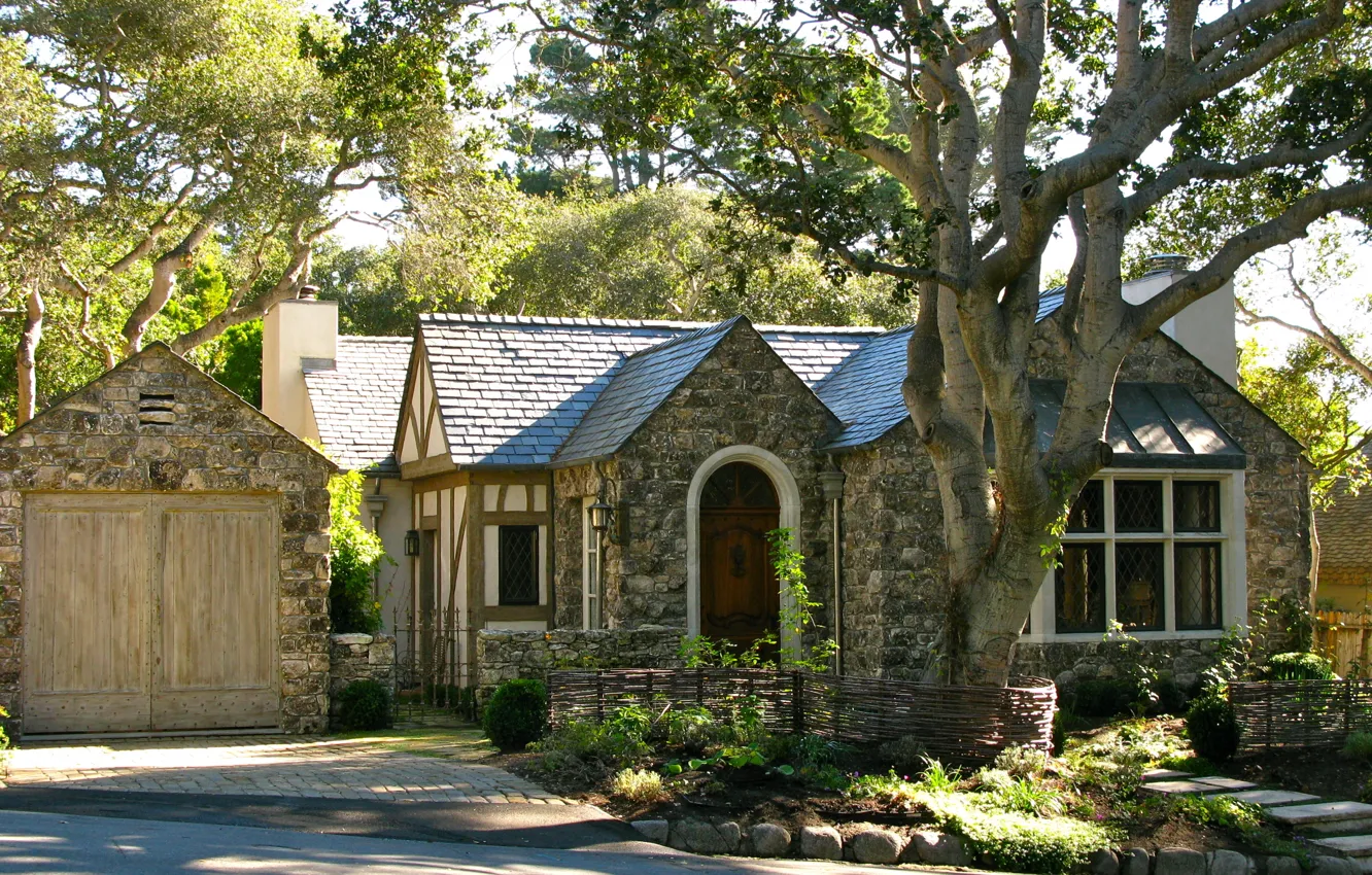 Фото обои город, дом, сад, Biddlestone Cottage