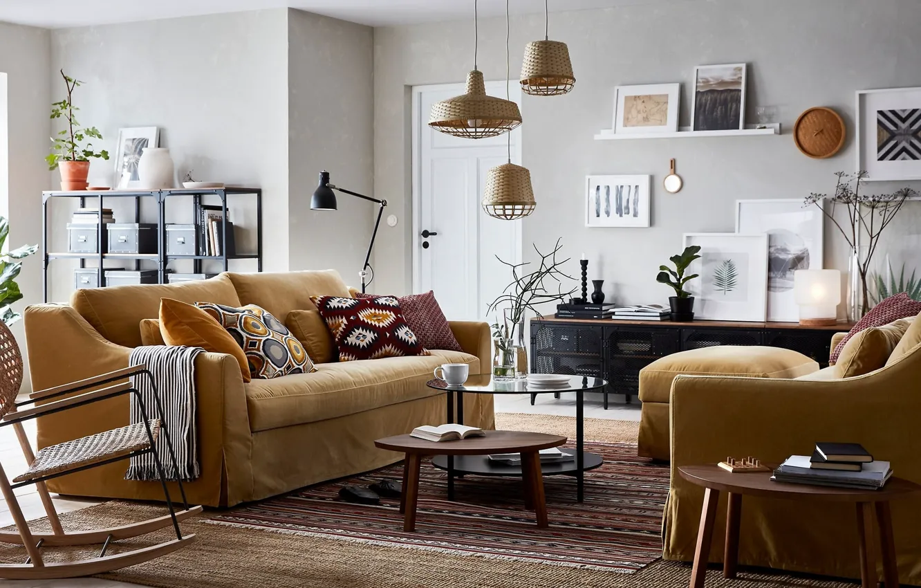 Фото обои дизайн, стиль, комната, интерьер, гостиная, ИКЕА, IKEA idea decor, ИКЕА декор