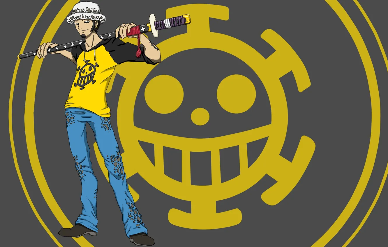 Фото обои sword, logo, game, One Piece, pirate, smile, anime, katana