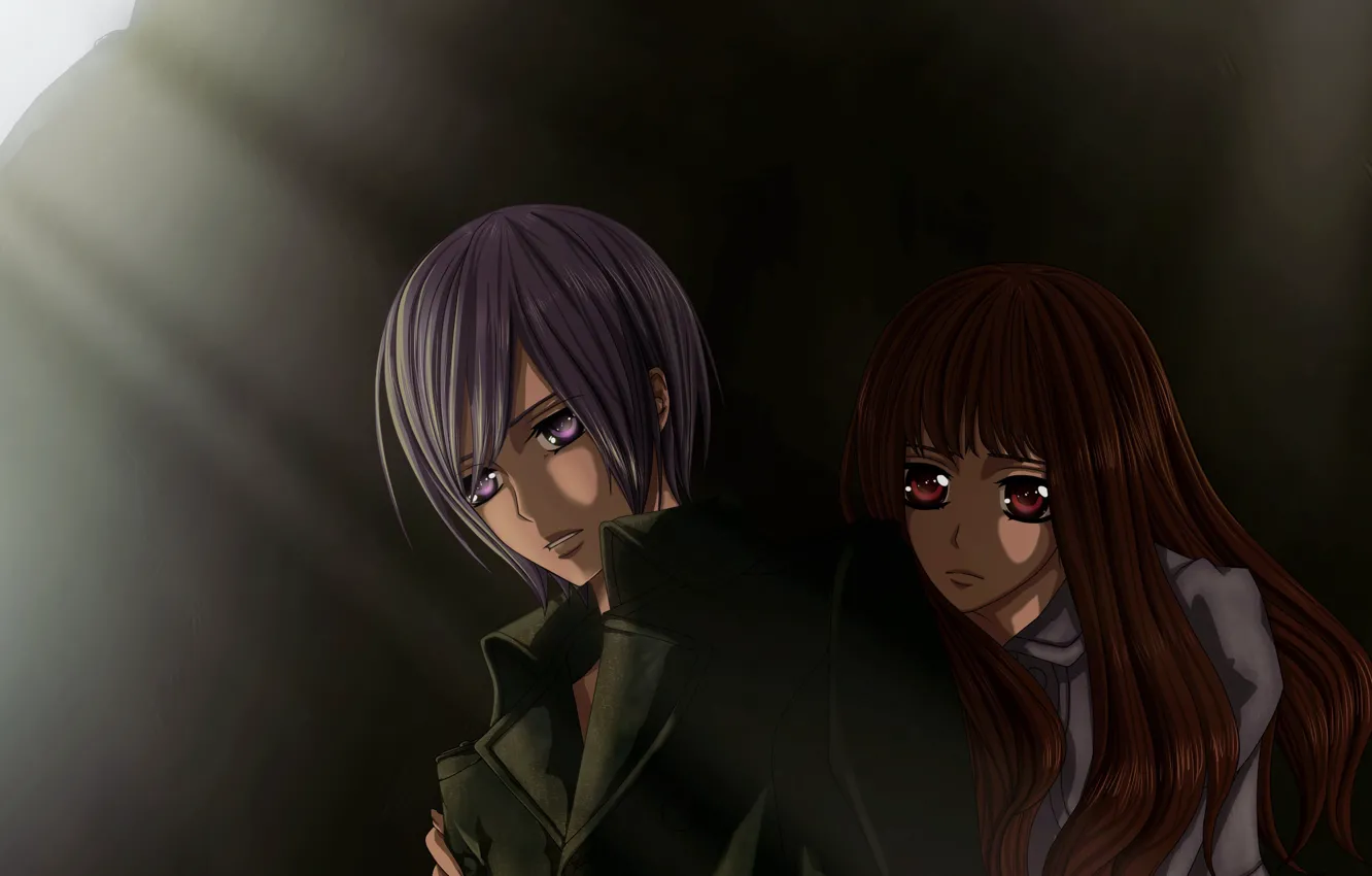 Фото обои девушка, тень, парень, Vampire Knight, Рыцарь-вампир