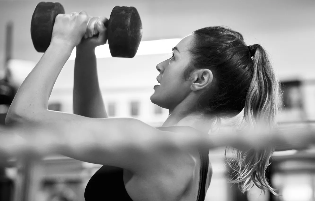 Фото обои white, black, female, workout, fitness