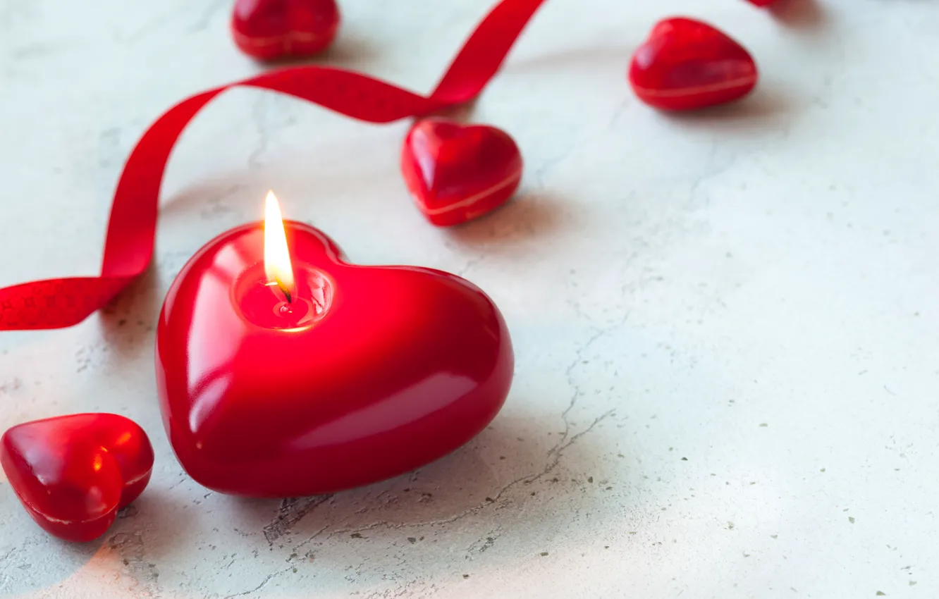 Фото обои свечи, red, love, heart, romantic, candle, valentine`s day
