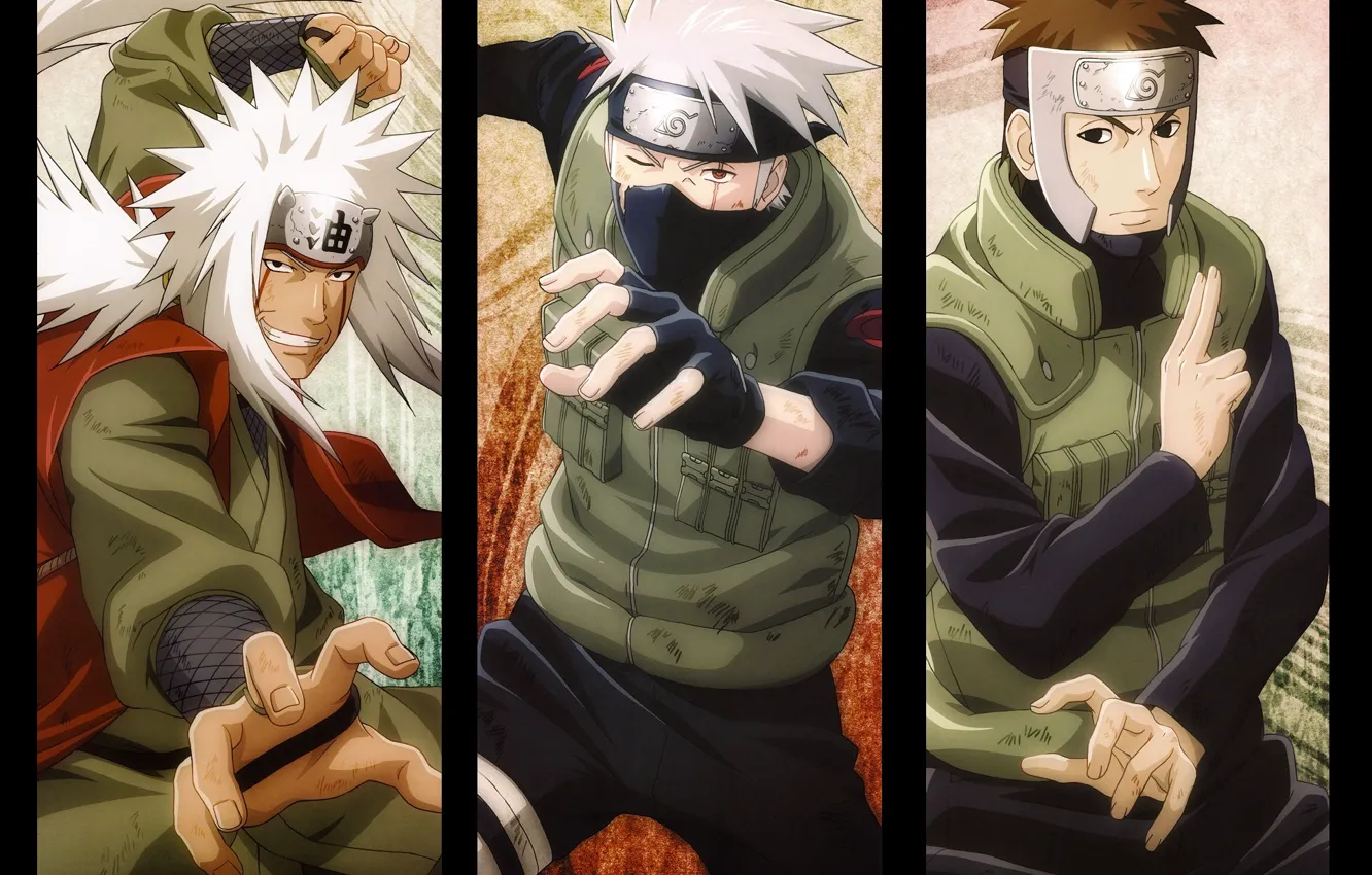Фото обои взгляд, рука, Naruto, жест, ухмылка, жилет, ниндзи, sharingan