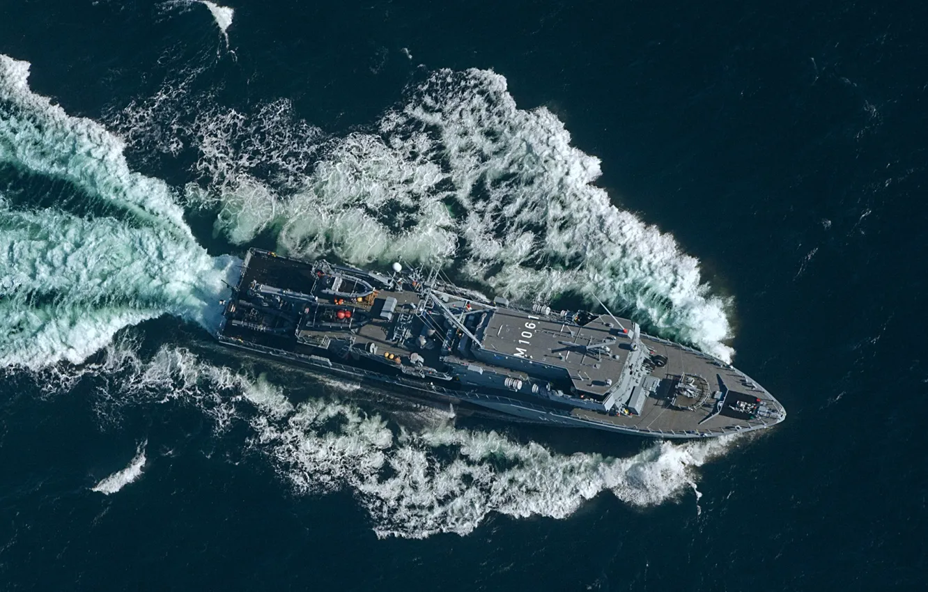 Фото обои ВМС Германии, противоминный корабль, FGS Rottweil