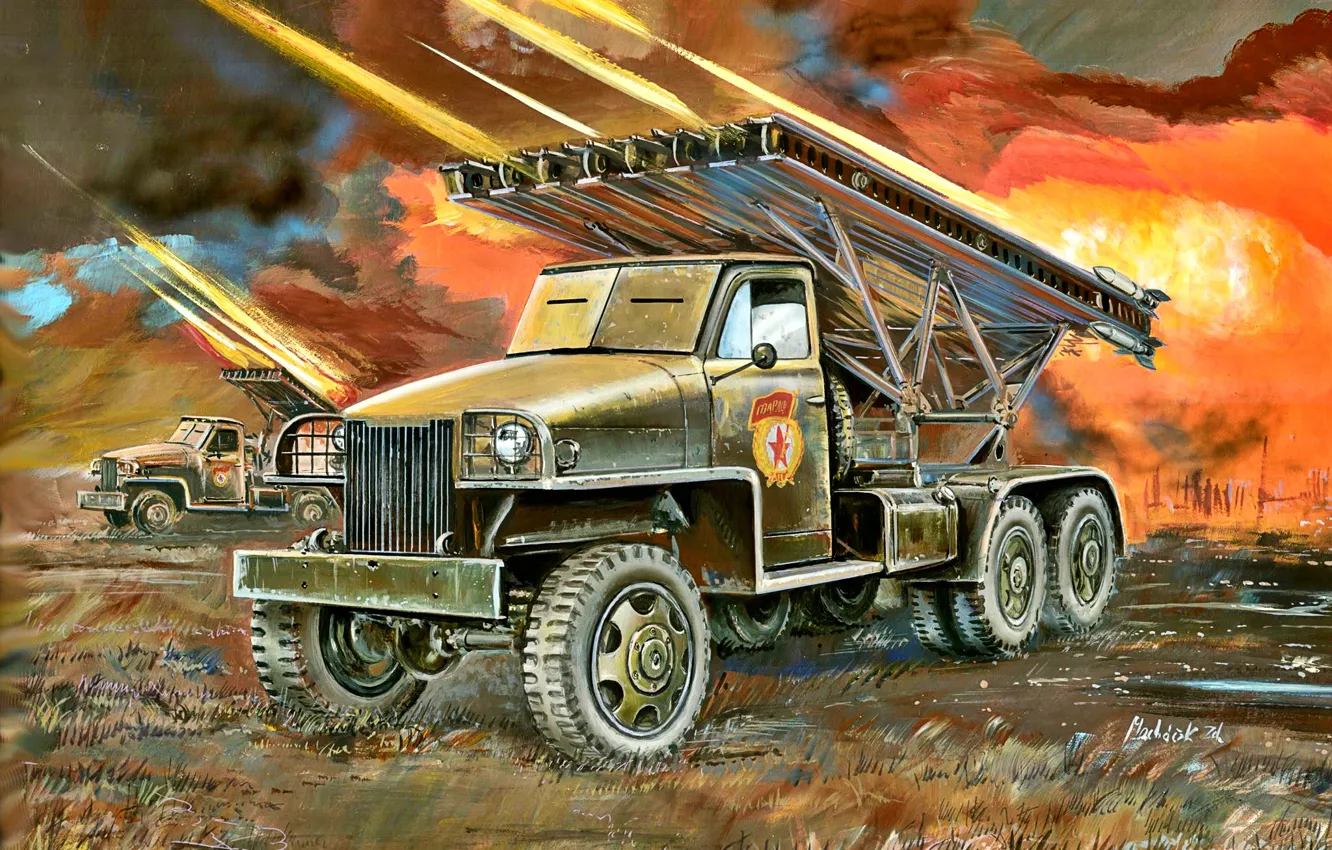 Фото обои СССР, РККА, Вторая Мировая война, РСЗО, БМ-13, Великая Отечественная Война, ''Катюша''