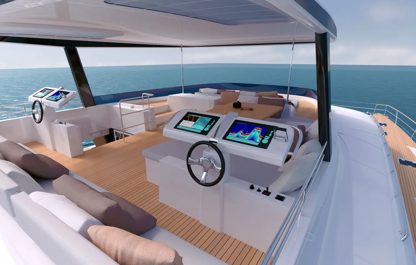 Фото обои море, небо, яхта