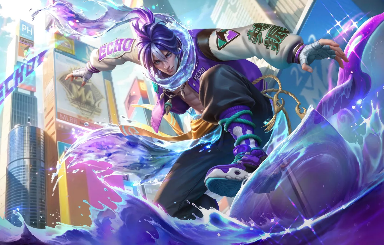 Фото обои Art, Skin, MOBA, Echo, Chou, Mobile Legends, Mobile Legends Bang Bang, MLBB