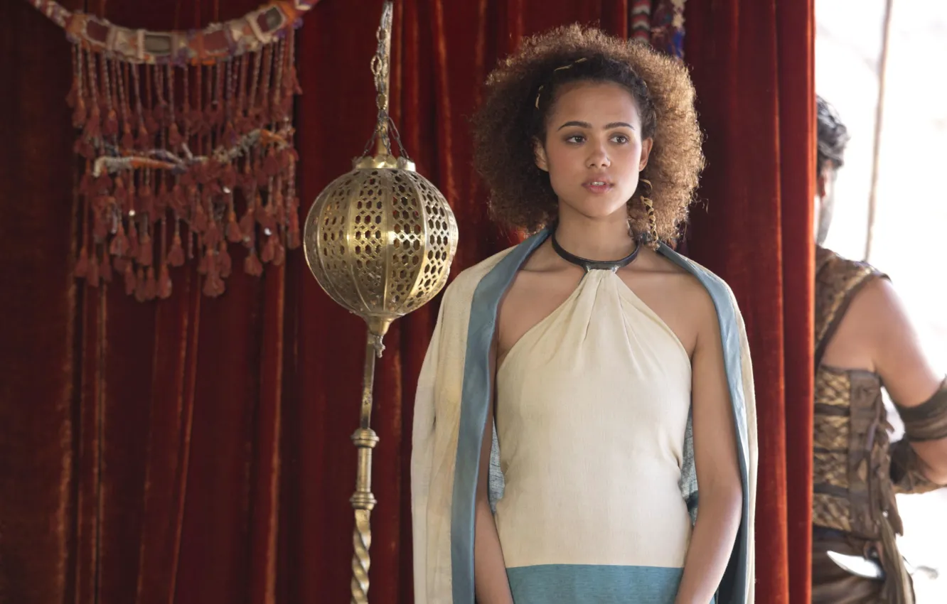 Фото обои актриса, мулатка, кудри, Игра Престолов, Game of Thrones, Натали Эммануэль, Nathalie Emmanuel, Missandei