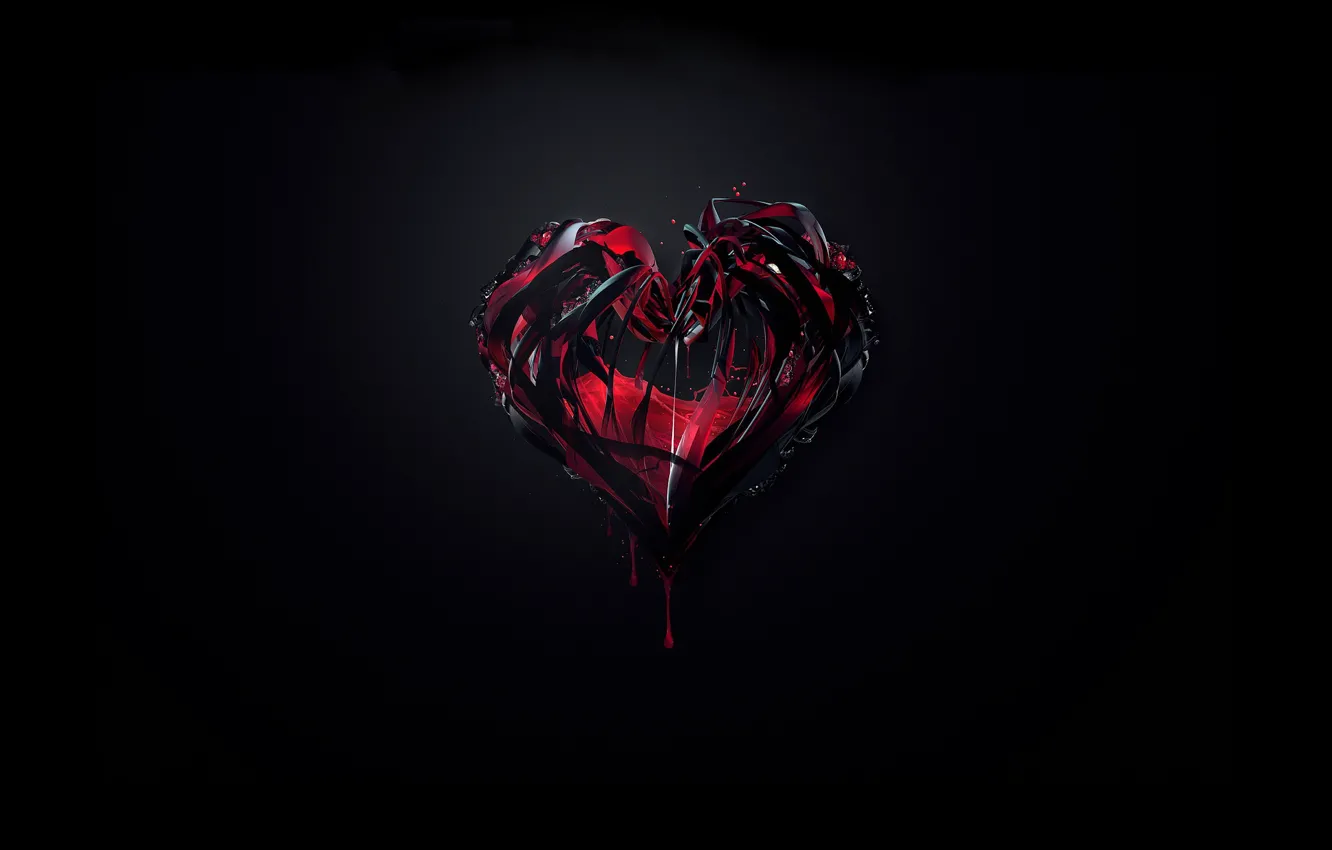Фото обои темный фон, сердце, свечение, heart, glow, компьютерная графика, орган, Justin Maller