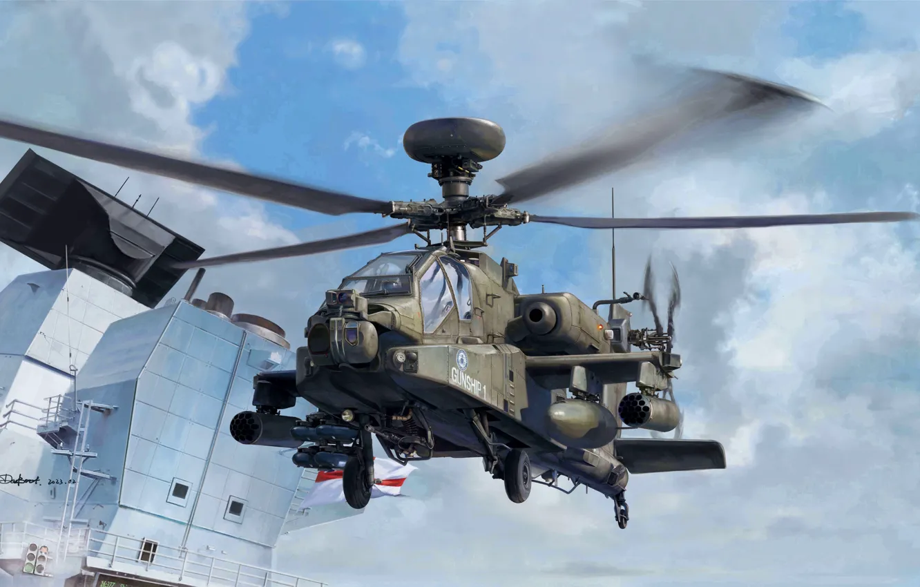 Фото обои Великобритания, США, British Army, ударный вертолет, Boeing AH-64 Apache, Ju Hesong, AH Mk.I Apache Attack …