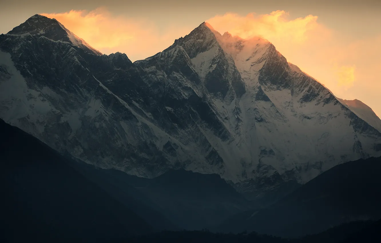 Фото обои снег, горы, ветер, Джомолунгма, Эверест, Гималаи, Everest, Lhotse