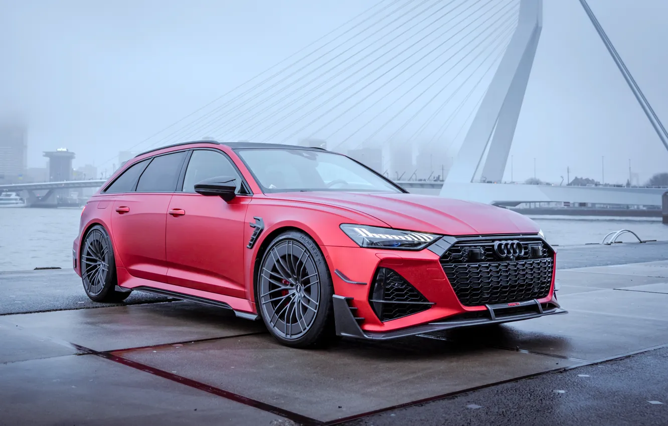 Фото обои туман, река, Audi, ABT, RS6, сыро, RS6-R, 2022