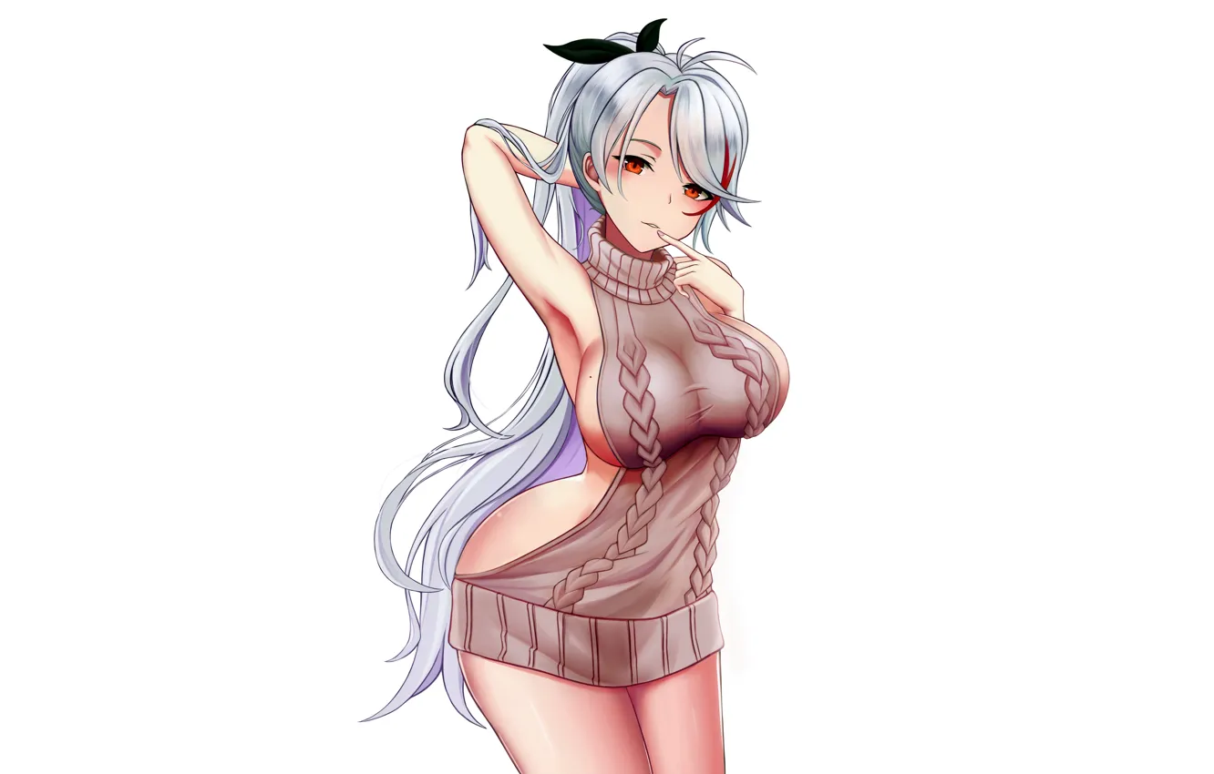 Фото обои girl, sexy, cleavage, long hair, dress, boobs, anime, beautiful