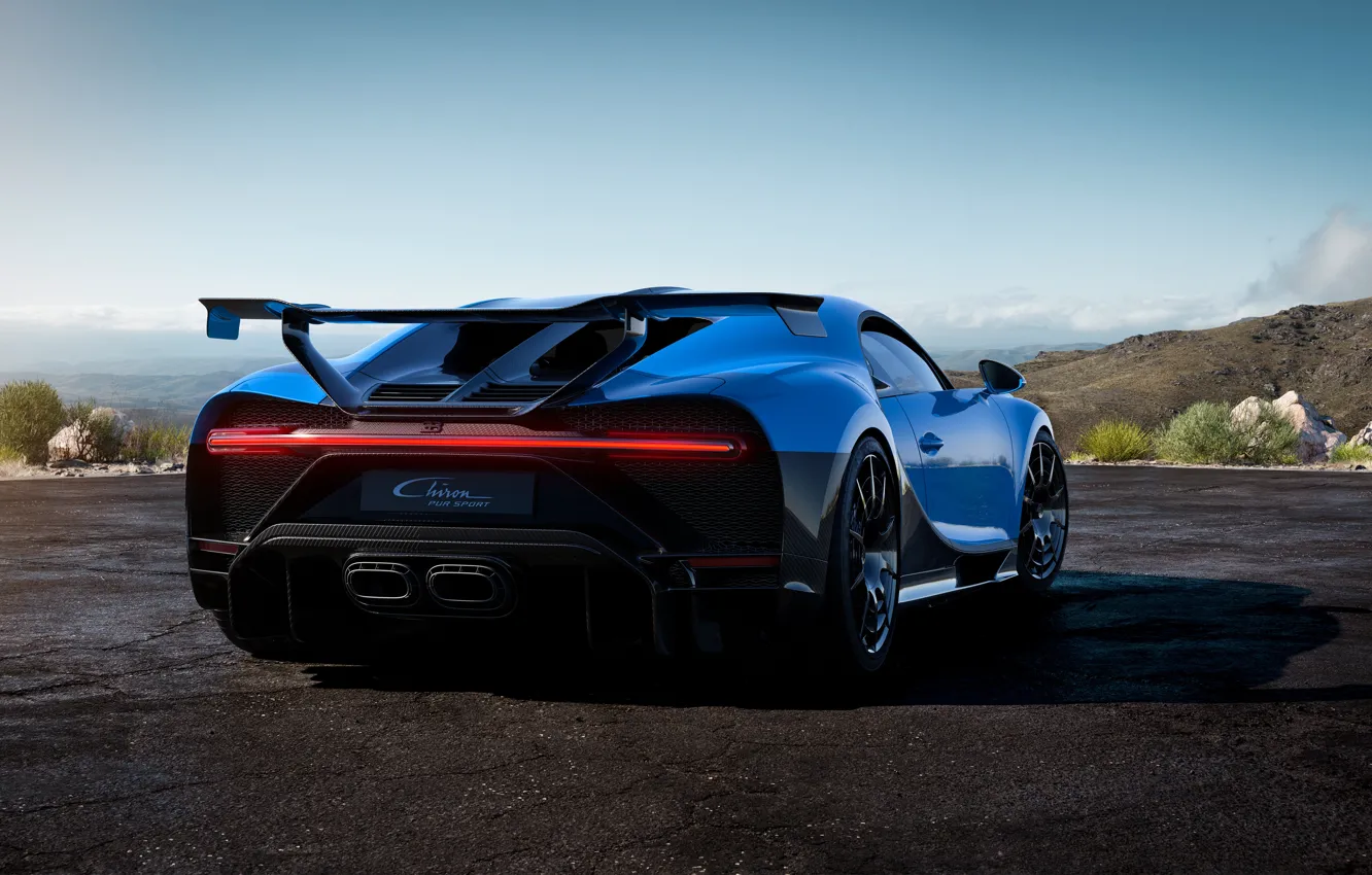 Фото обои Bugatti, вид сзади, гиперкар, Chiron, 2020, Pur Sport