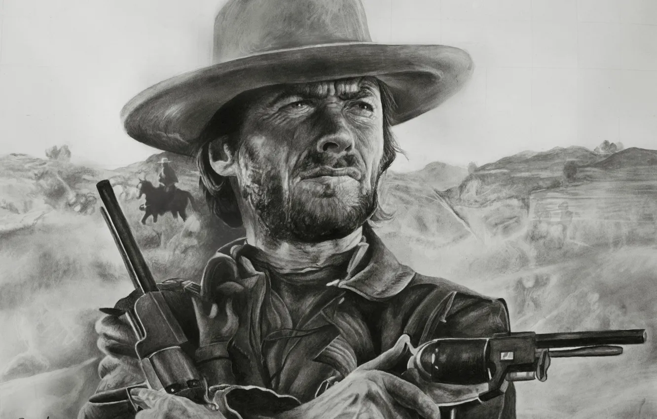 Фото обои рисунок, вестерн, Clint Eastwood, Клинт Иствуд
