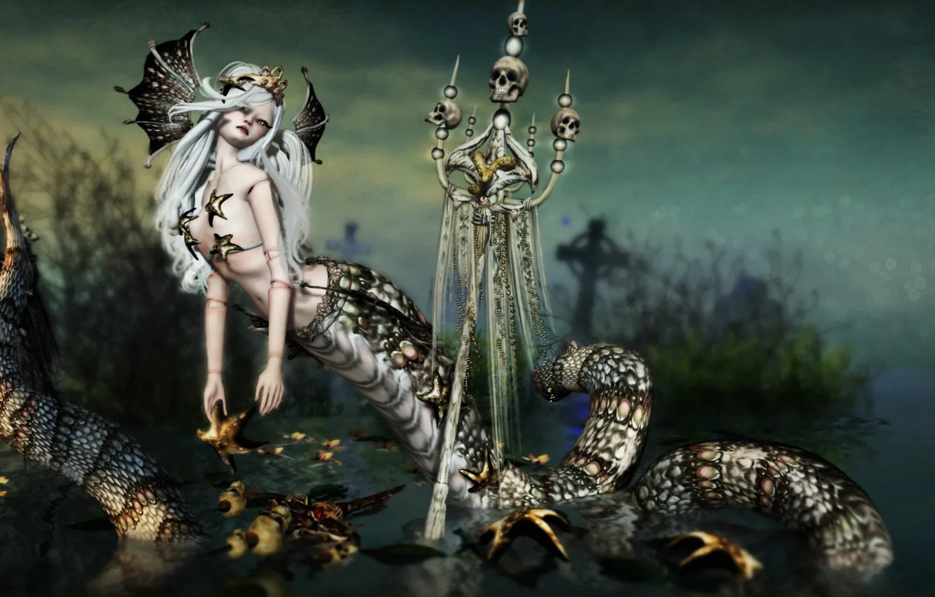 Фото обои skull, snake, monster, lamia, mythologic, by kynne