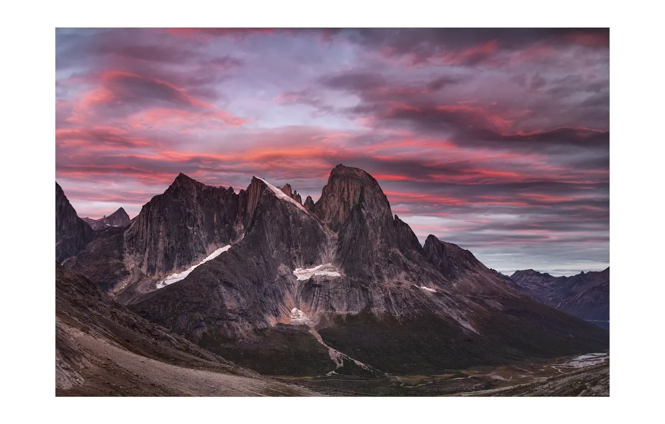 Фото обои небо, облака, горы, тучи, природа, скалы, Гренландия, Greenland