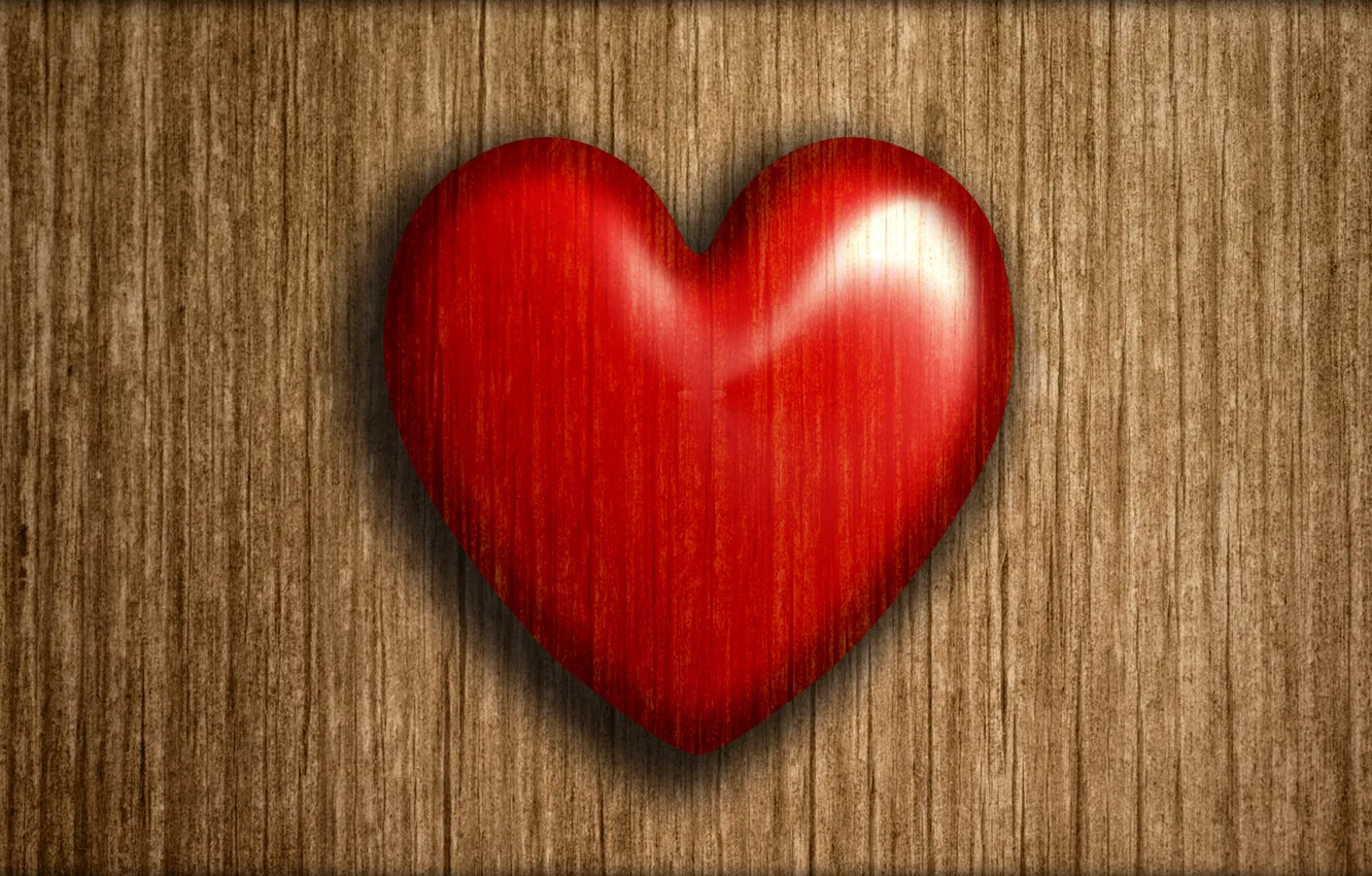 Фото обои сердце, доски, Red, Valentine's Day, Heart, Wood planks