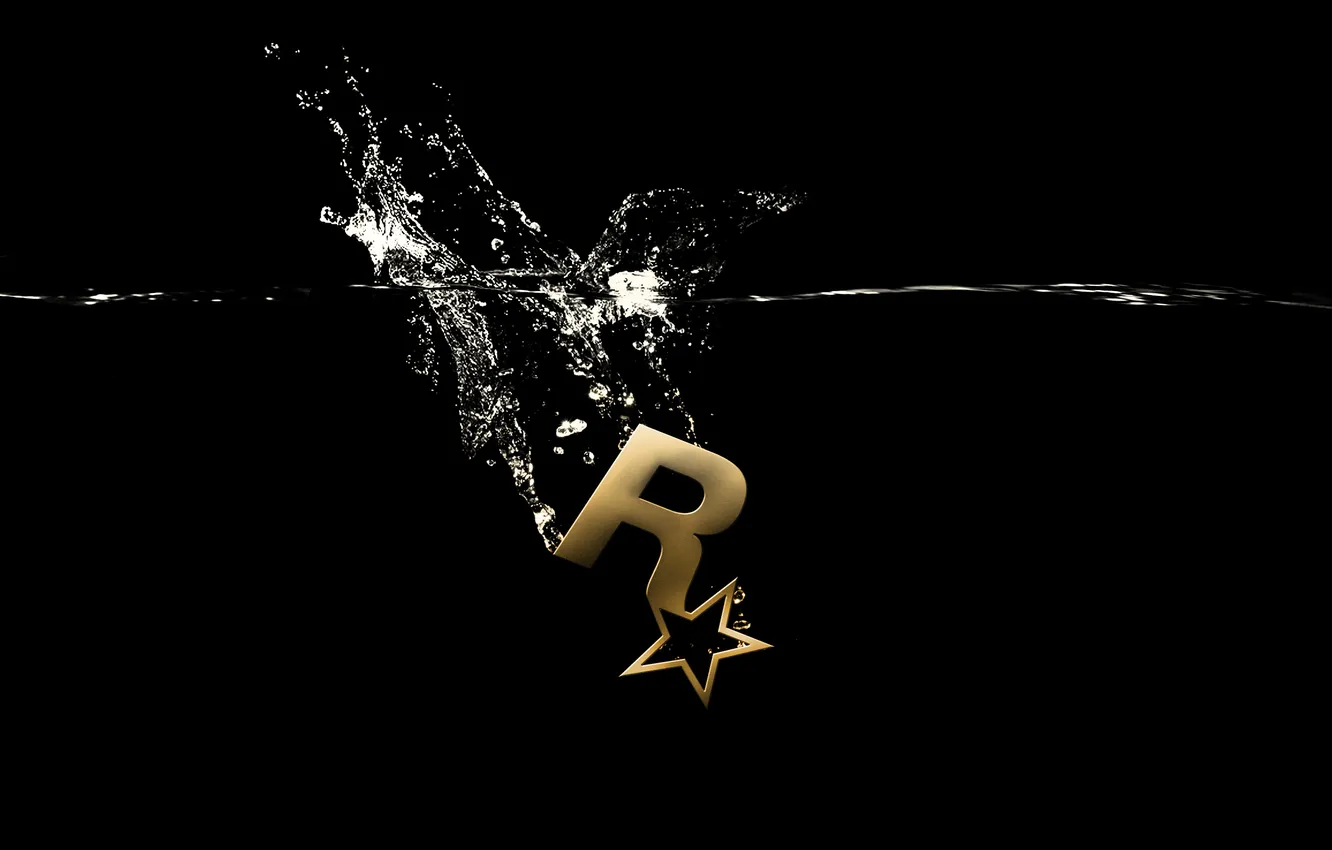 Фото обои логотип, рокстар, Rockstar Games, splash series, underwater gold