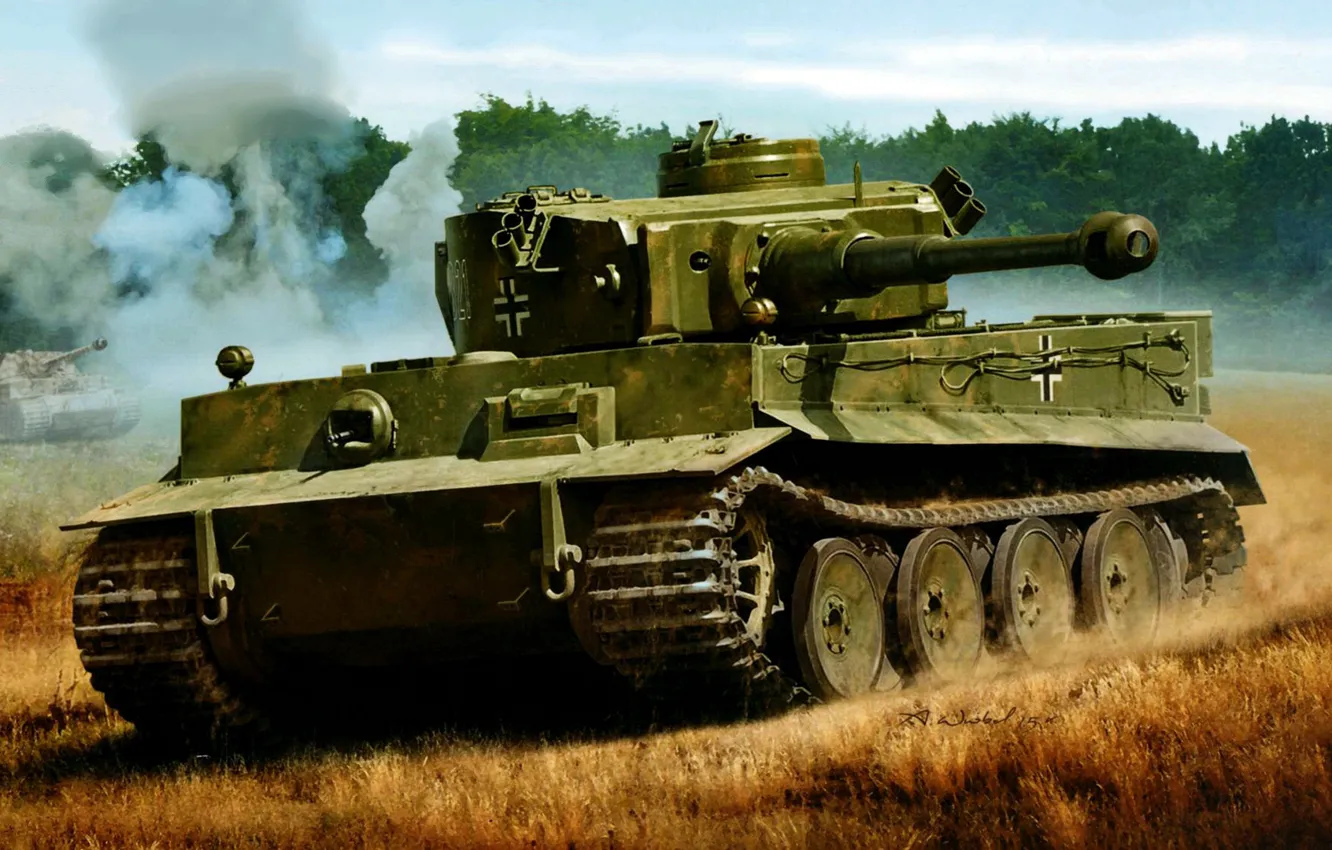 Фото обои Тигр, Panzerkampfwagen VI, немецкий тяжёлый танк времён Второй мировой войны