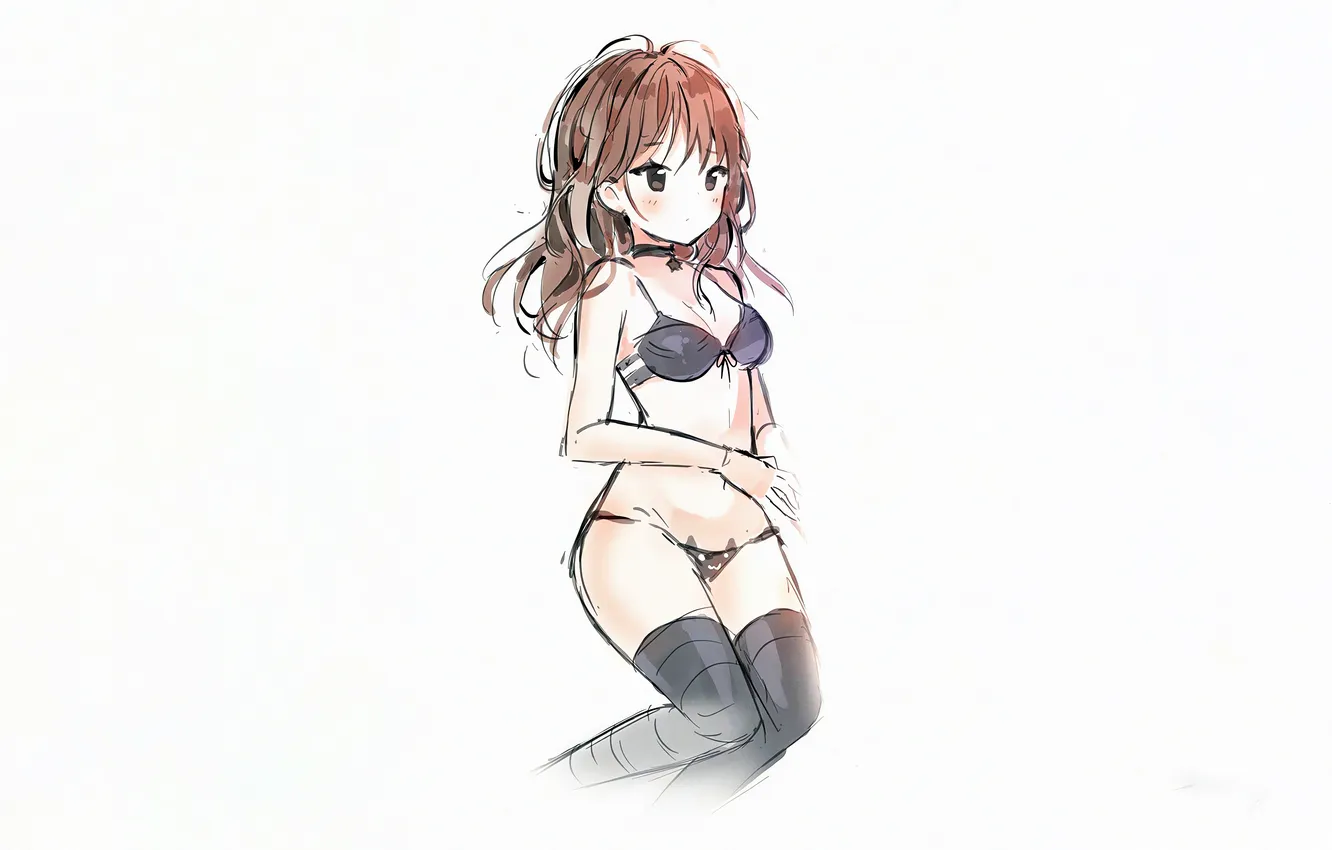 Фото обои girl, sexy, lingerie, pantsu, bra, cleavage, panties, thighhighs