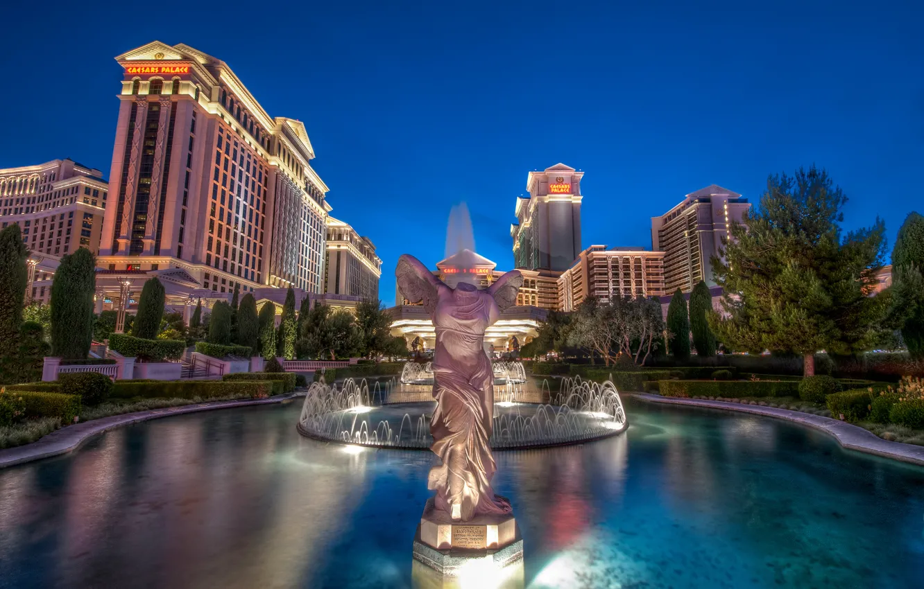 Фото обои небо, Лас-Вегас, фонтан, США, казино, las vegas, caesars palace