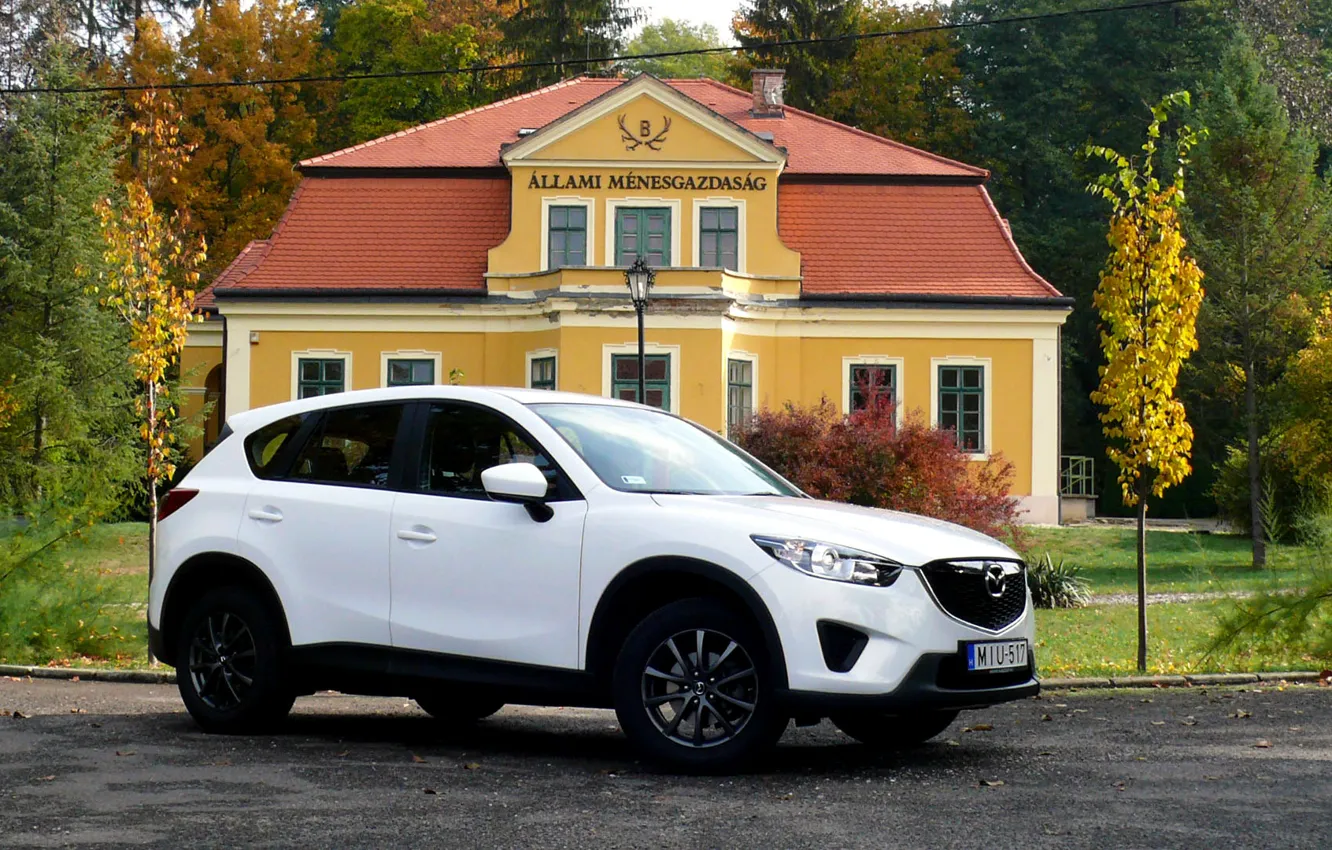 Фото обои белый, джип, white, паркетник, Mazda CX-5