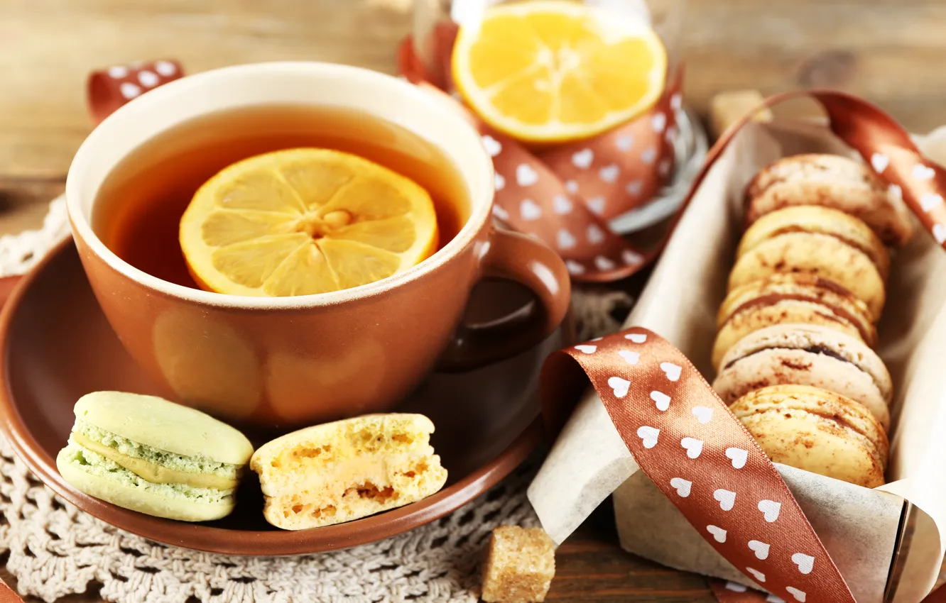 Фото обои лимон, чай, печенье, чашка, десерт, sweet, dessert, cookies