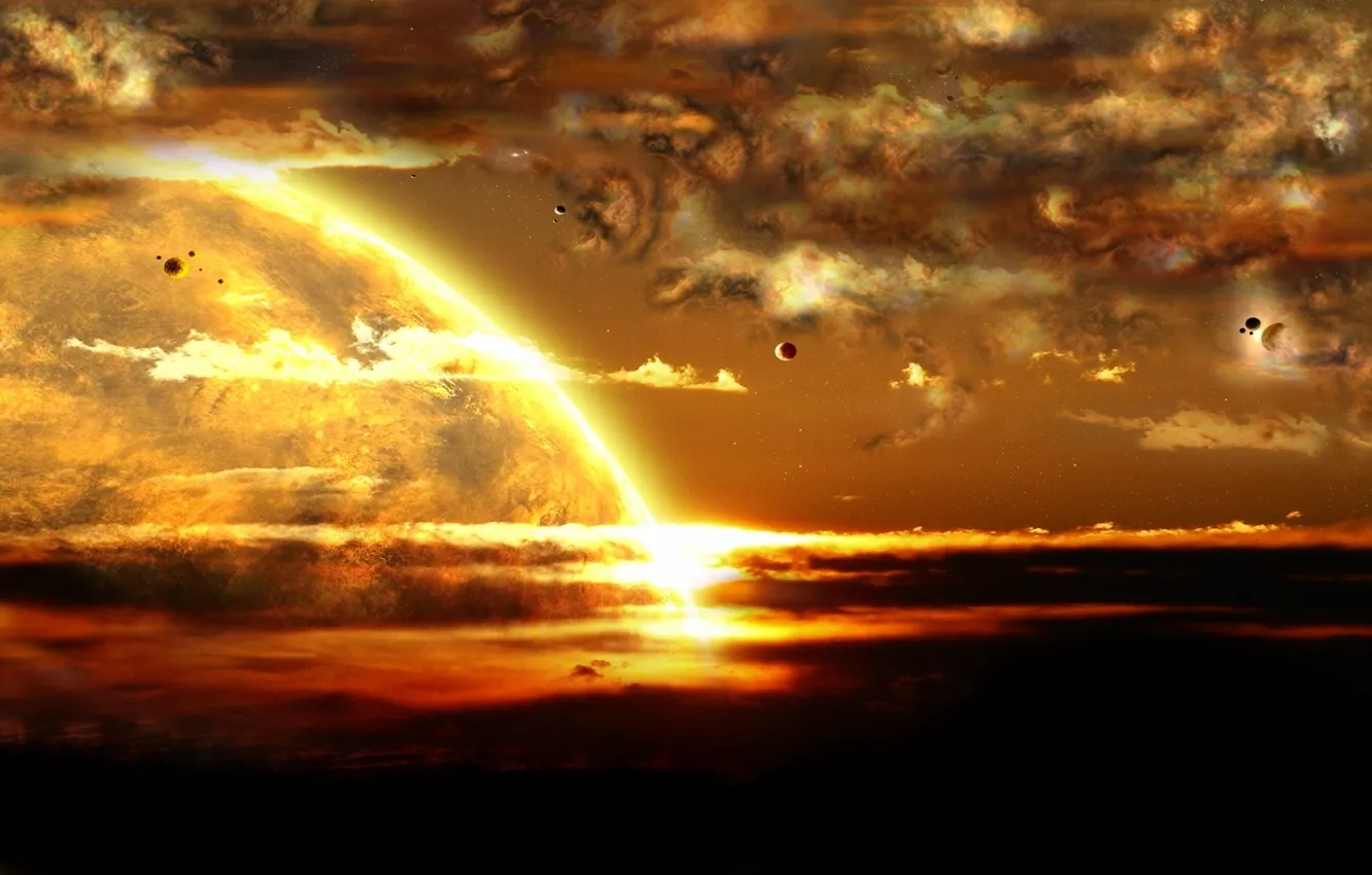 Фото обои свет, планета, дымка