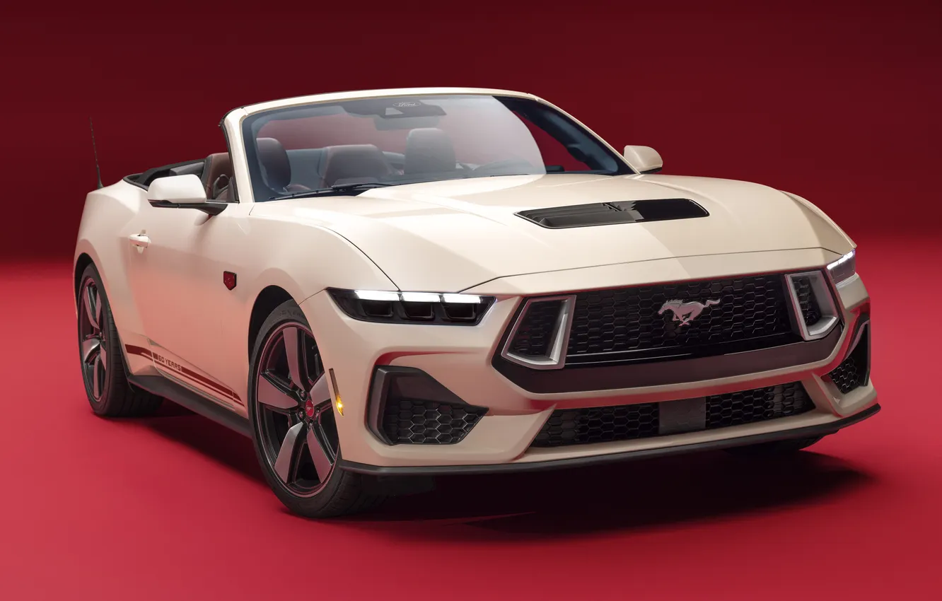 Фото обои Ford, Форд, Мустанг, Convertible, Mustang GT, 2025, лимитированная серия, 60th Anniversary Package