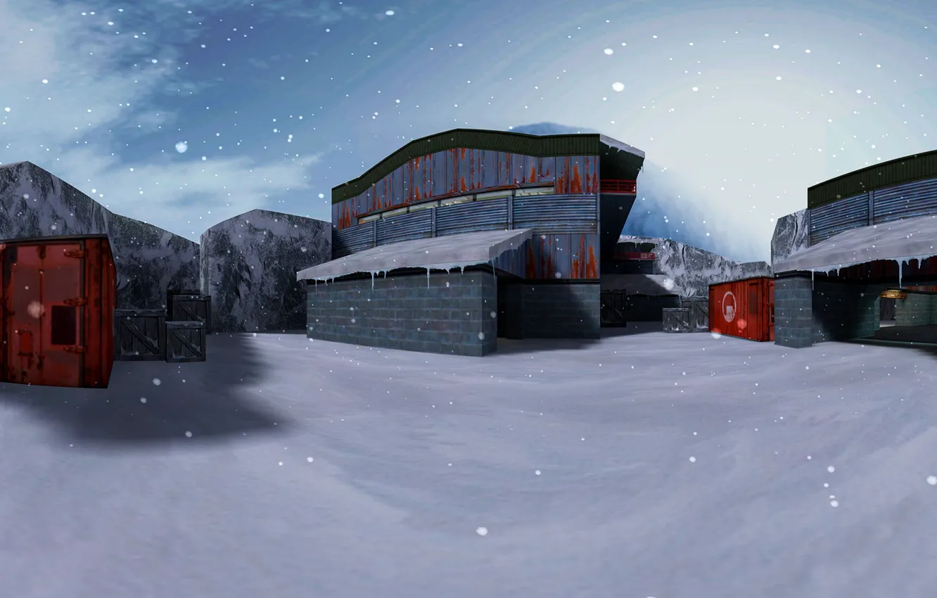 Фото обои снег, snow, Counter Strike, Контр Страйк, CS 1.6, нюк, de_nuke_snow