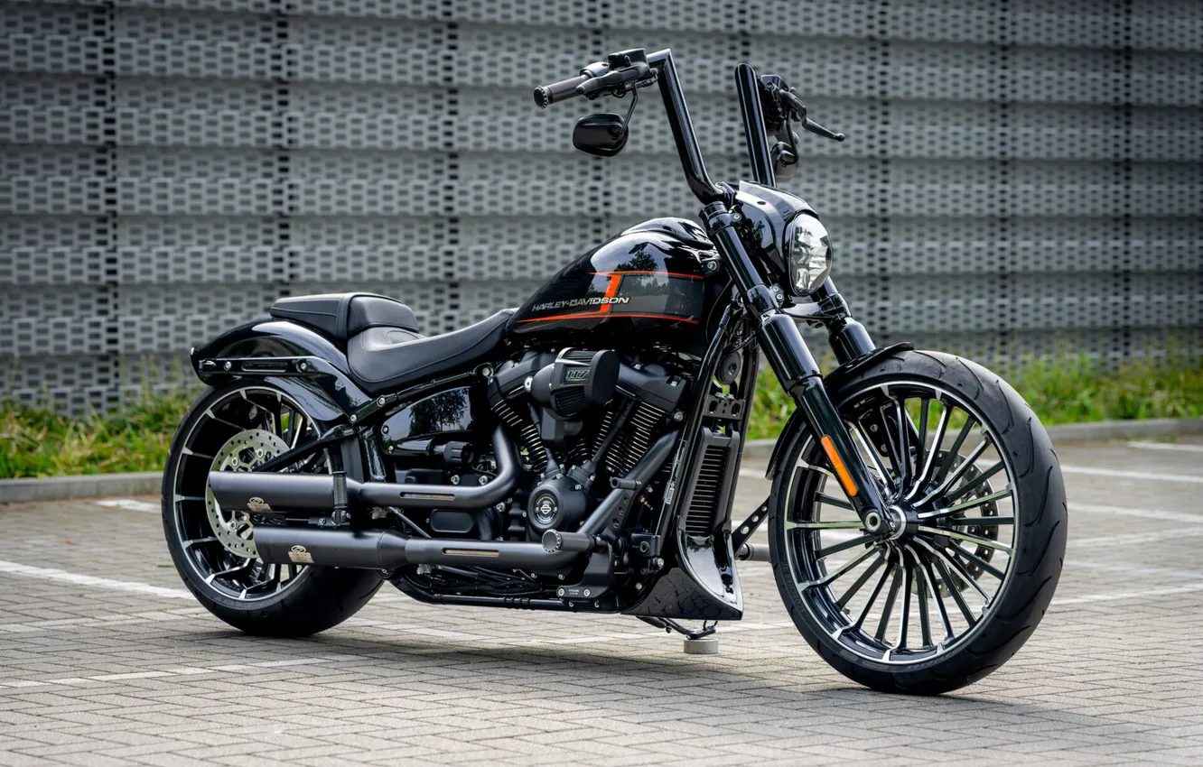 Фото обои rider, Tuning, midnight, harley-davidson, customized, Thunderbike, custombikes, breakout