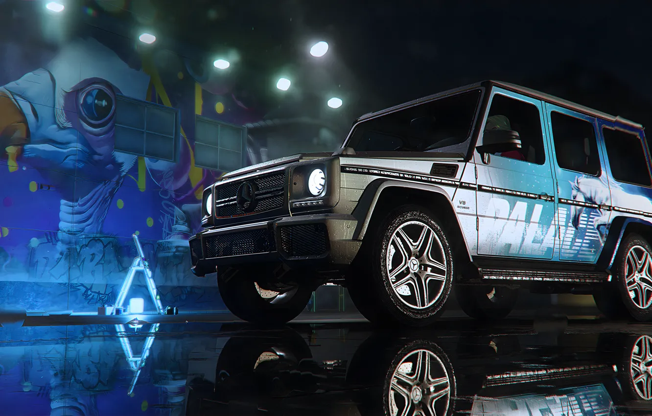 Фото обои Mercedes-Benz, Mercedes, NFS, Art, Graffiti, G-Class, Need For Speed, Unbound