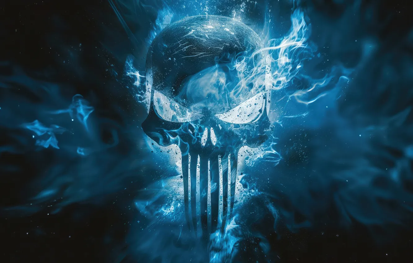 Фото обои emblem, smoke, punisher, through