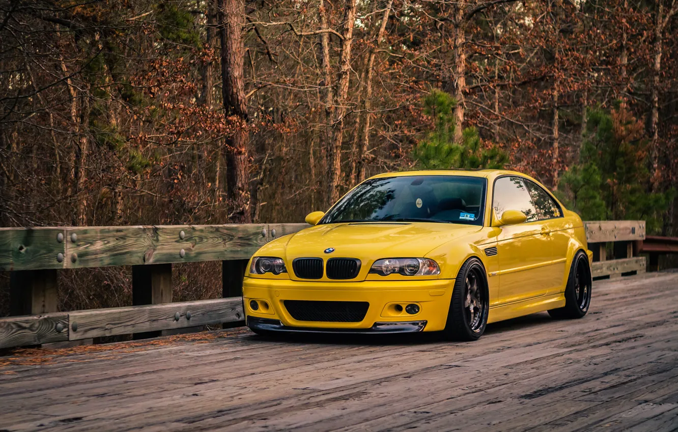 Фото обои BMW, Autumn, Yellow, E46, M3