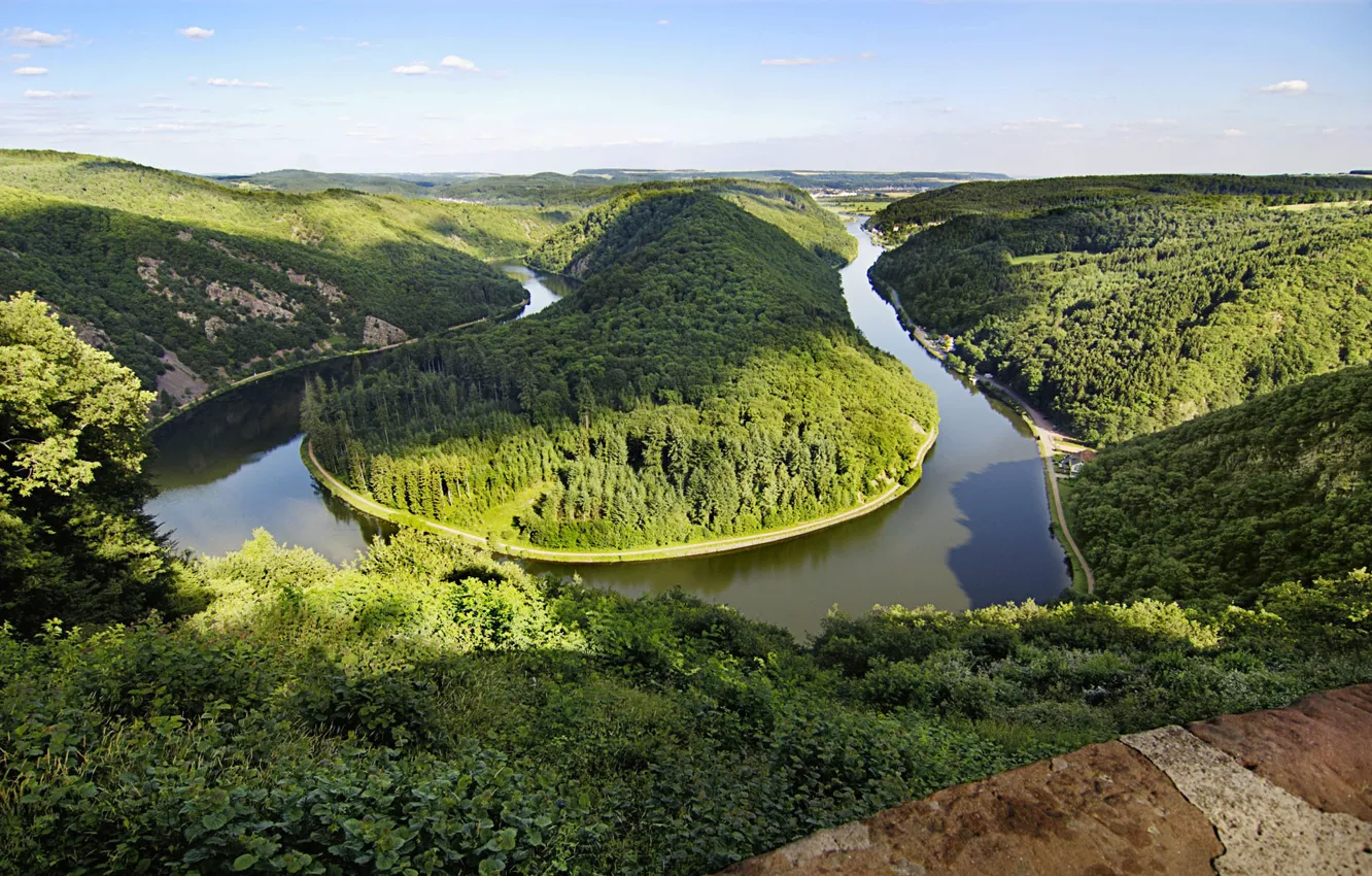 Фото обои река, поворот, германия