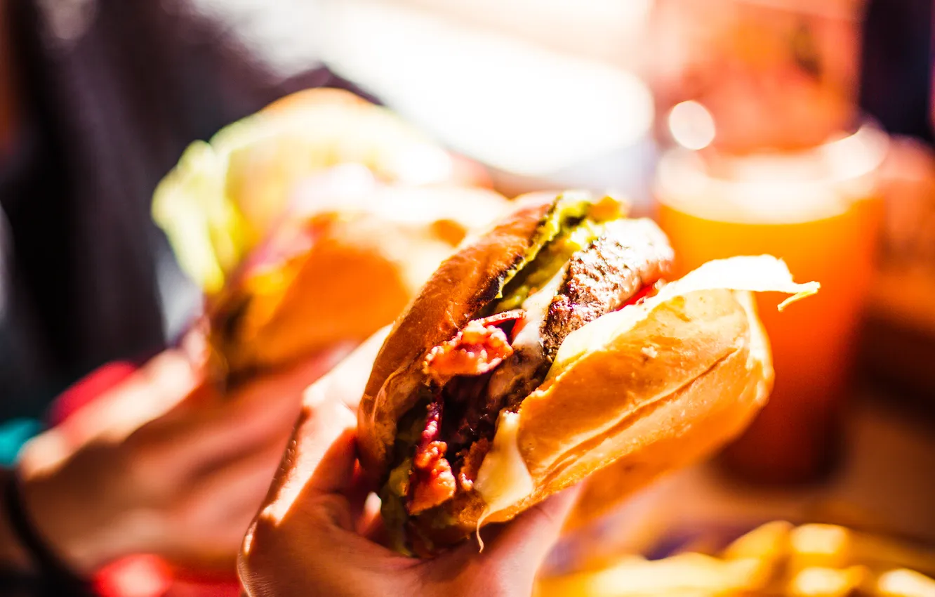 Фото обои food, bread, meat, burger