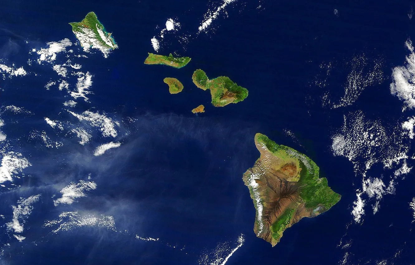 Фото обои облака, Гавайи, вид со спутника