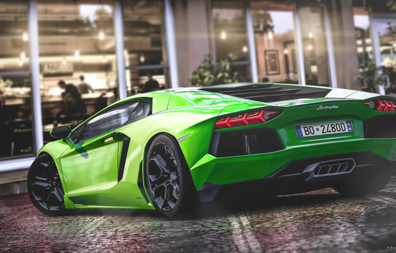 Фото обои Lamborghini, Green, Gran Turismo 5, LP700-4, Aventador