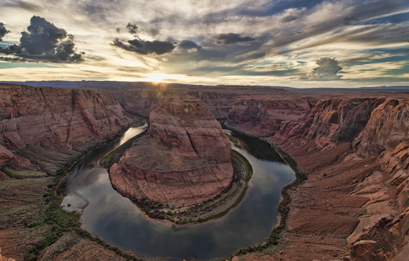 Фото обои природа, скалы, каньон, река Колорадо, Подкова, Horseshoe Bend, Grand Canyon National Park