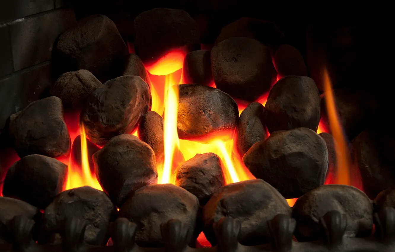 Фото обои уют, камни, тепло, огонь, камин