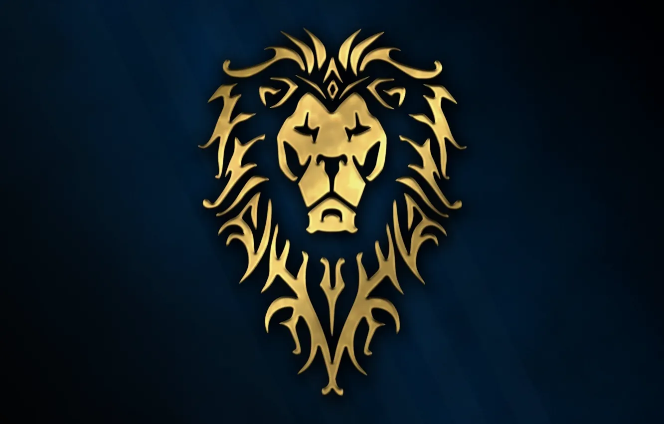 Фото обои cinema, golden, logo, game, Warcraft, blue, wow, lion
