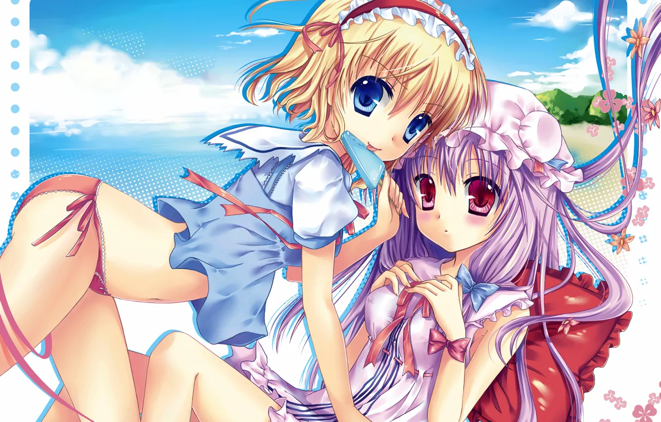 Фото обои sexy, lingerie, pantsu, panties, long hair, dress, girls, anime