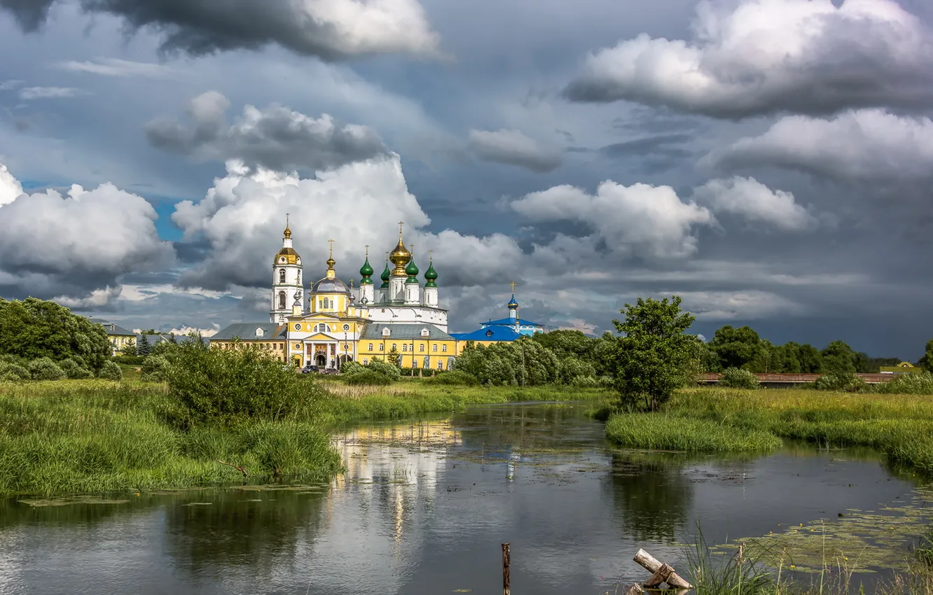 Фото обои река, духовность, Николо-Шартомский монастырь