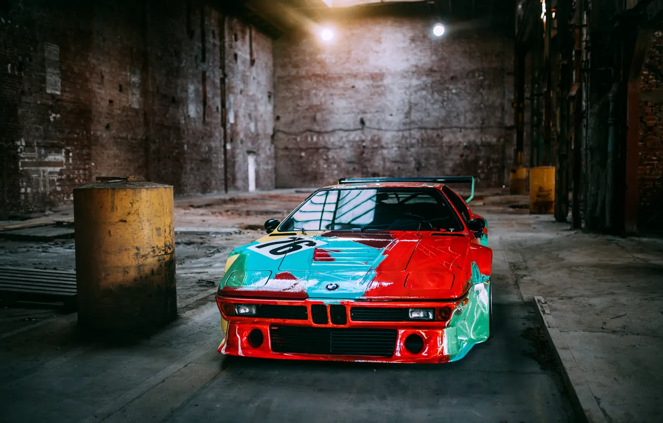 Фото обои car, BMW, legend, front view, E26, M1, BMW M1 Art Car by Andy Warhol