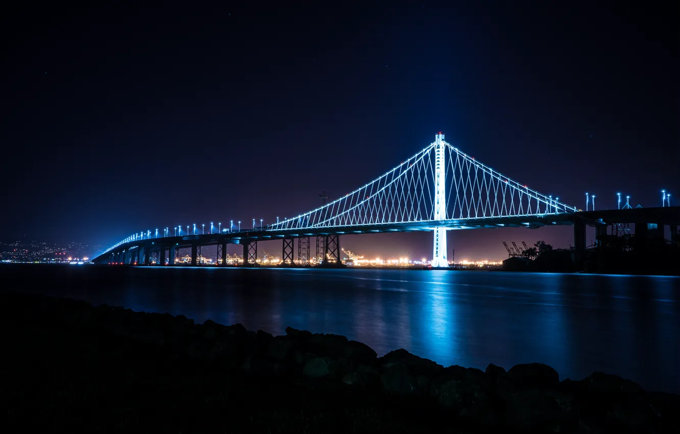 Фото обои City, Bridge, Skyline, San Francisco, Island, Bay, Architecture, Ligth