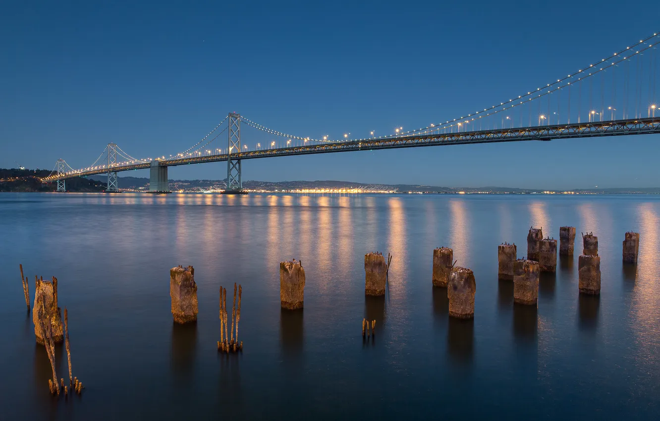 Фото обои мост, город, вечер, San Francisco, USА, South Beach